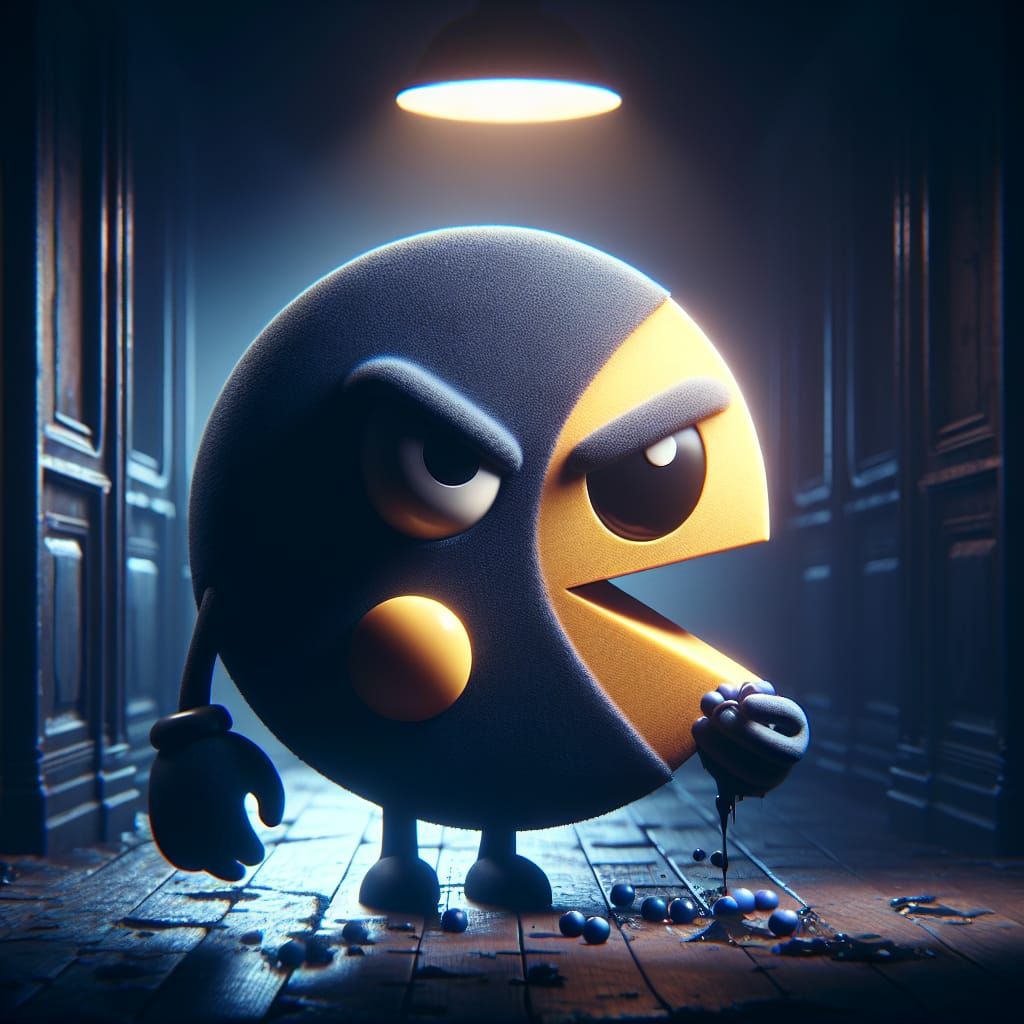 Dark Pacman: Somber Surreal Arcade Concept Art