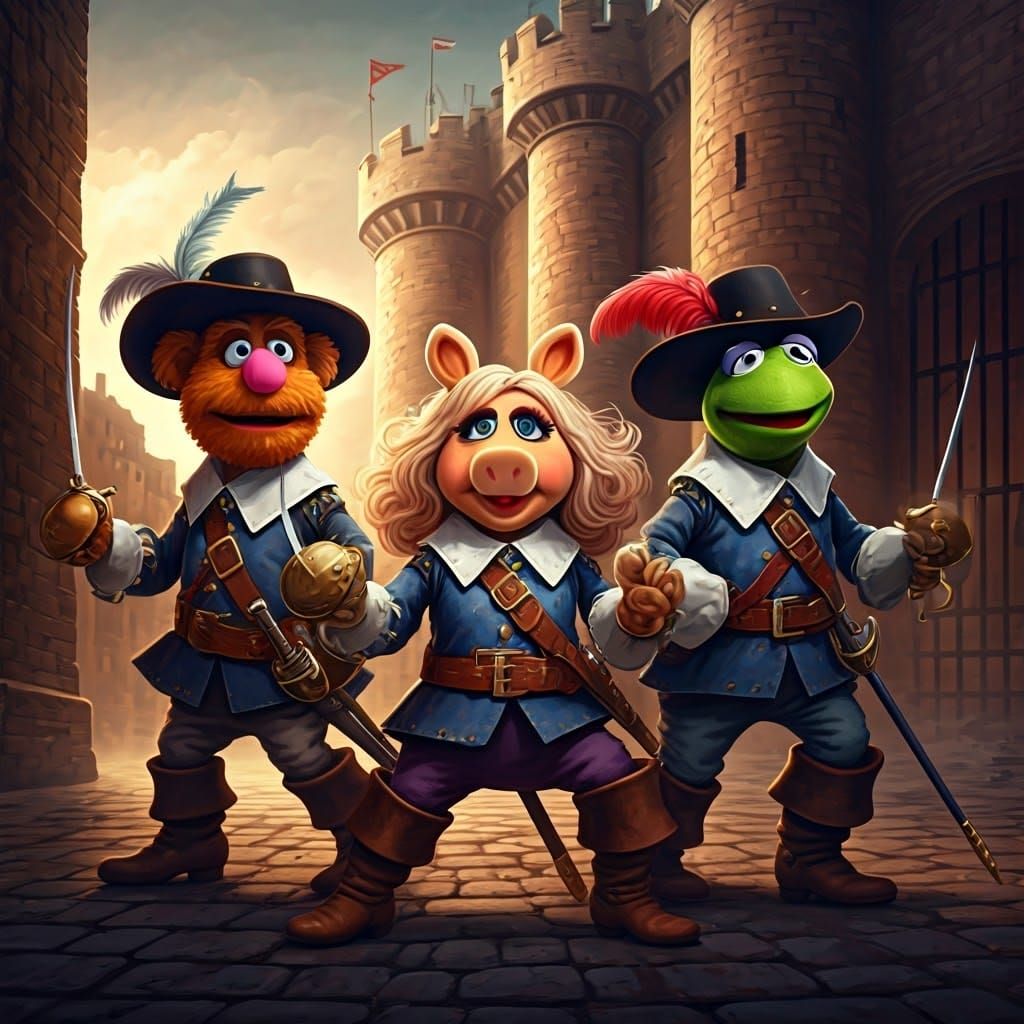 Muppet Musketeers in Hyperdetailed Oil Painting