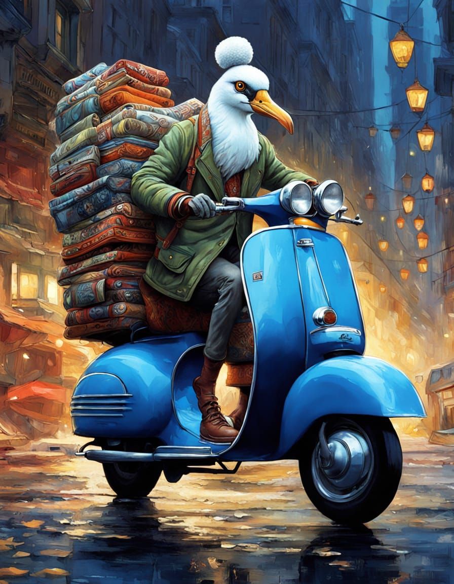 Vespa Crane Delivers Rugs