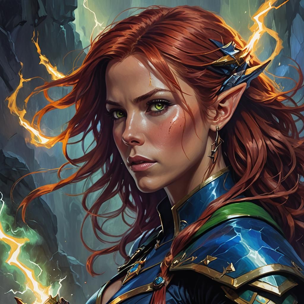 Elf Warrior with Lightning in Dark Fantasy Art