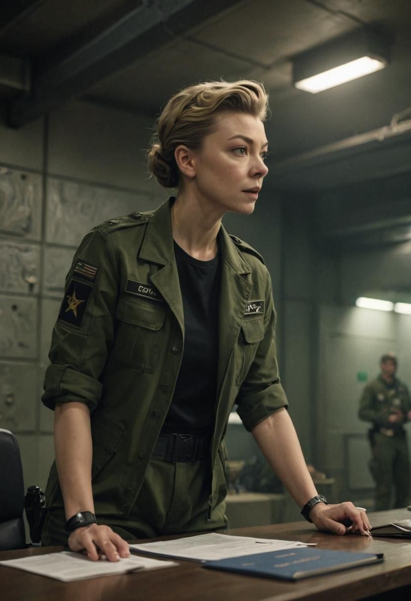 Cyberpunk Inspired Military Officer Discusses Mission Briefi...