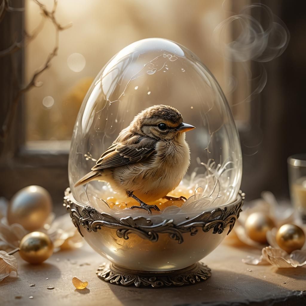 Baby Bird in Glass Egg: Magical Realism