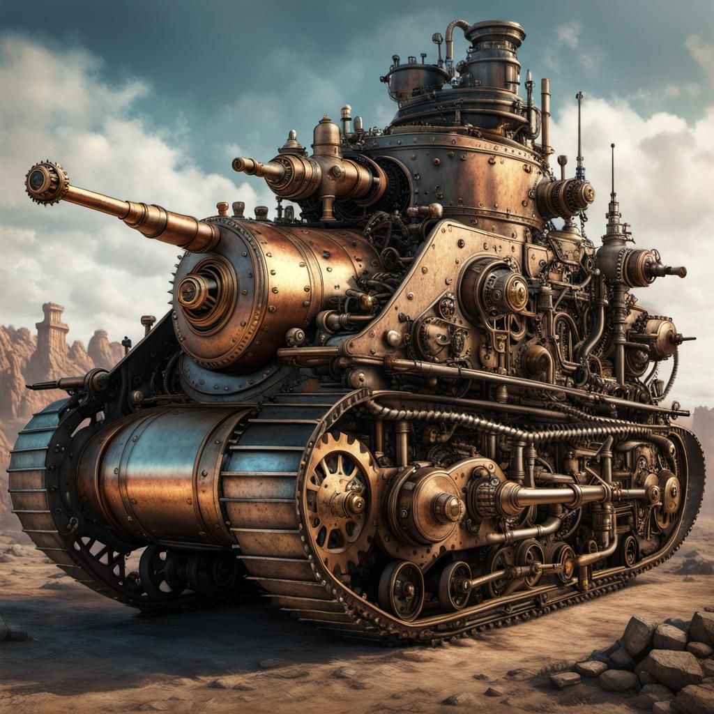 Steampunk Sherman Tank Masterpiece in 8K