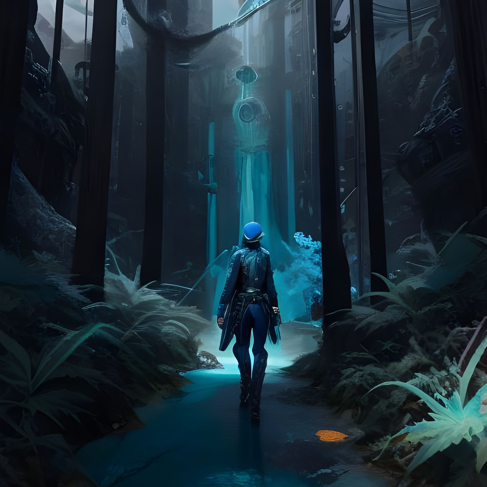 Blue Man's Cannibalistic Feast: Detailed Matte Painting