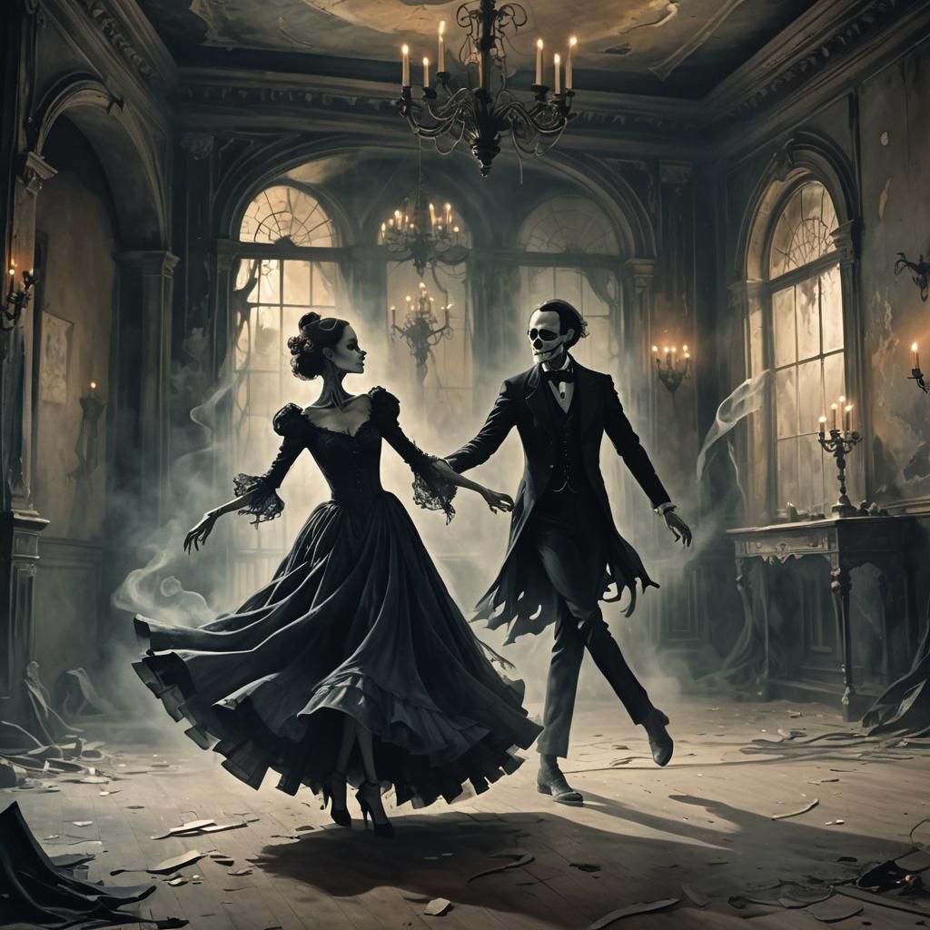 Macabre Ballroom Dance in Dark Fantasy Style