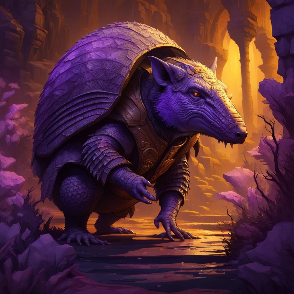 Armadillo Honeybadger Hybrid in Dark Fantasy Style