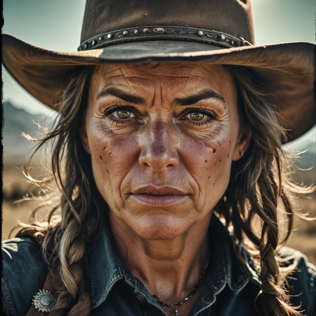 Cowgirl Bandit Portrait in Cinematic Style