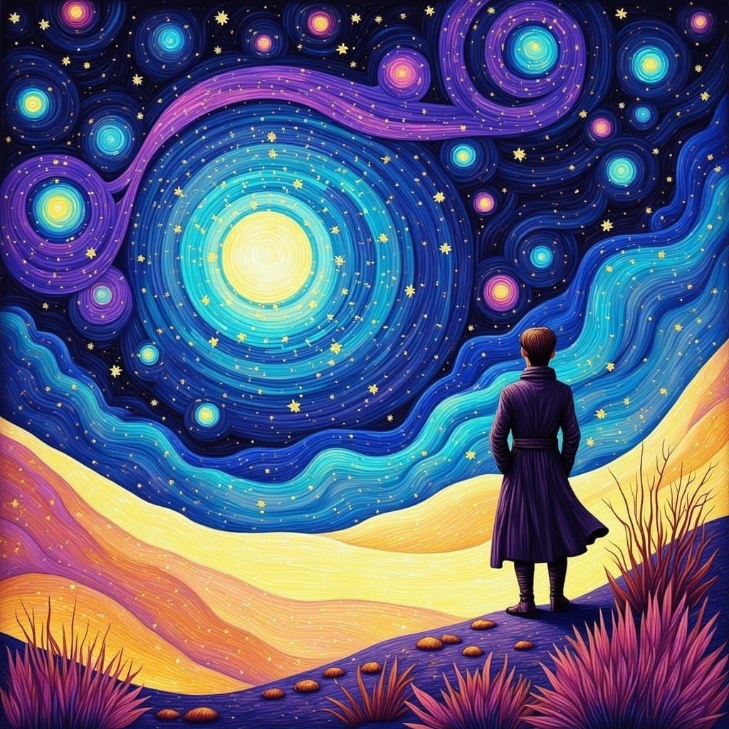 Ethereal Desert Starlight in Neon Synthwave