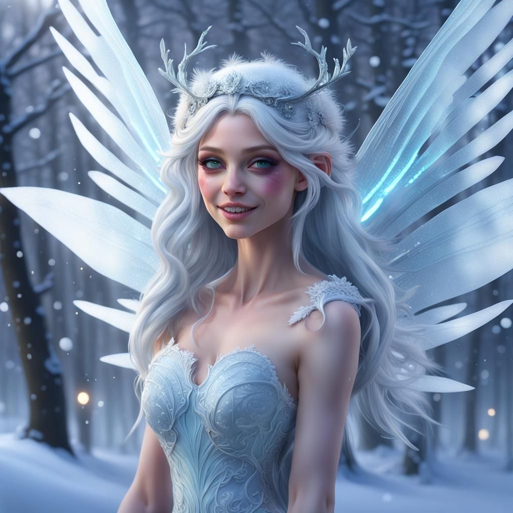 Magical Snow Fairy in Art Nouveau Style