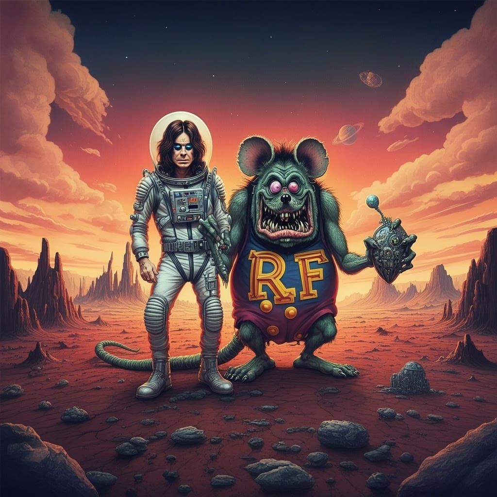 Ozzy Osbourne Meets Rat Fink on Alien Planet in Retro-Futuri...