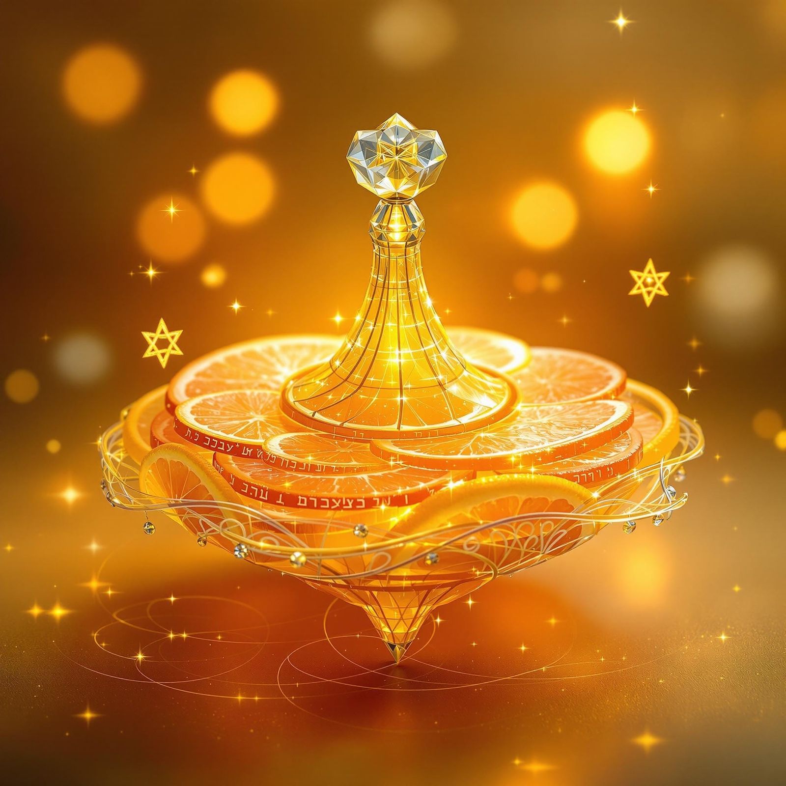 Ethereal Hanukkah Spinning Top in Whimsical Hyper-Realistic...