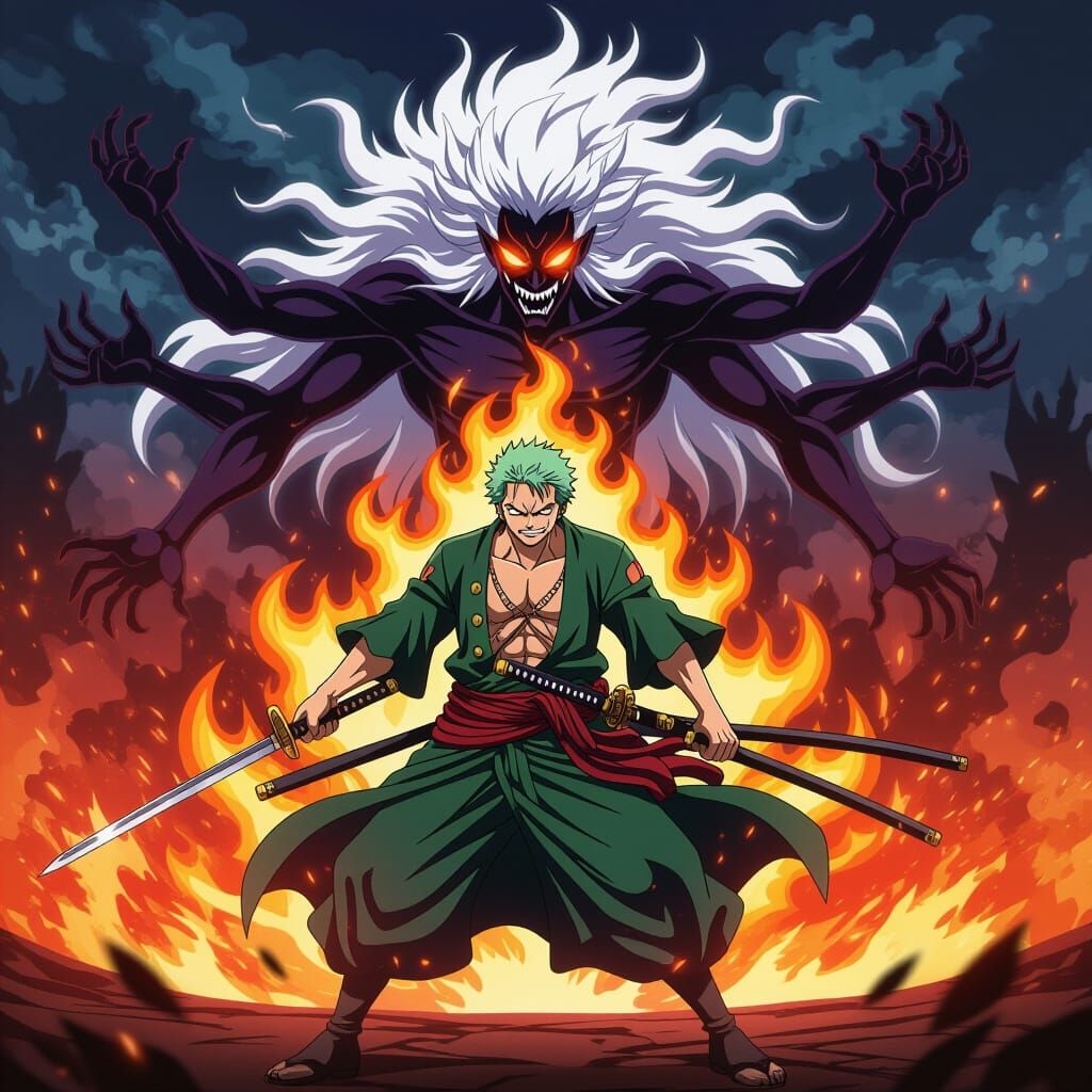 Anime Samurai Warrior in Asura Form