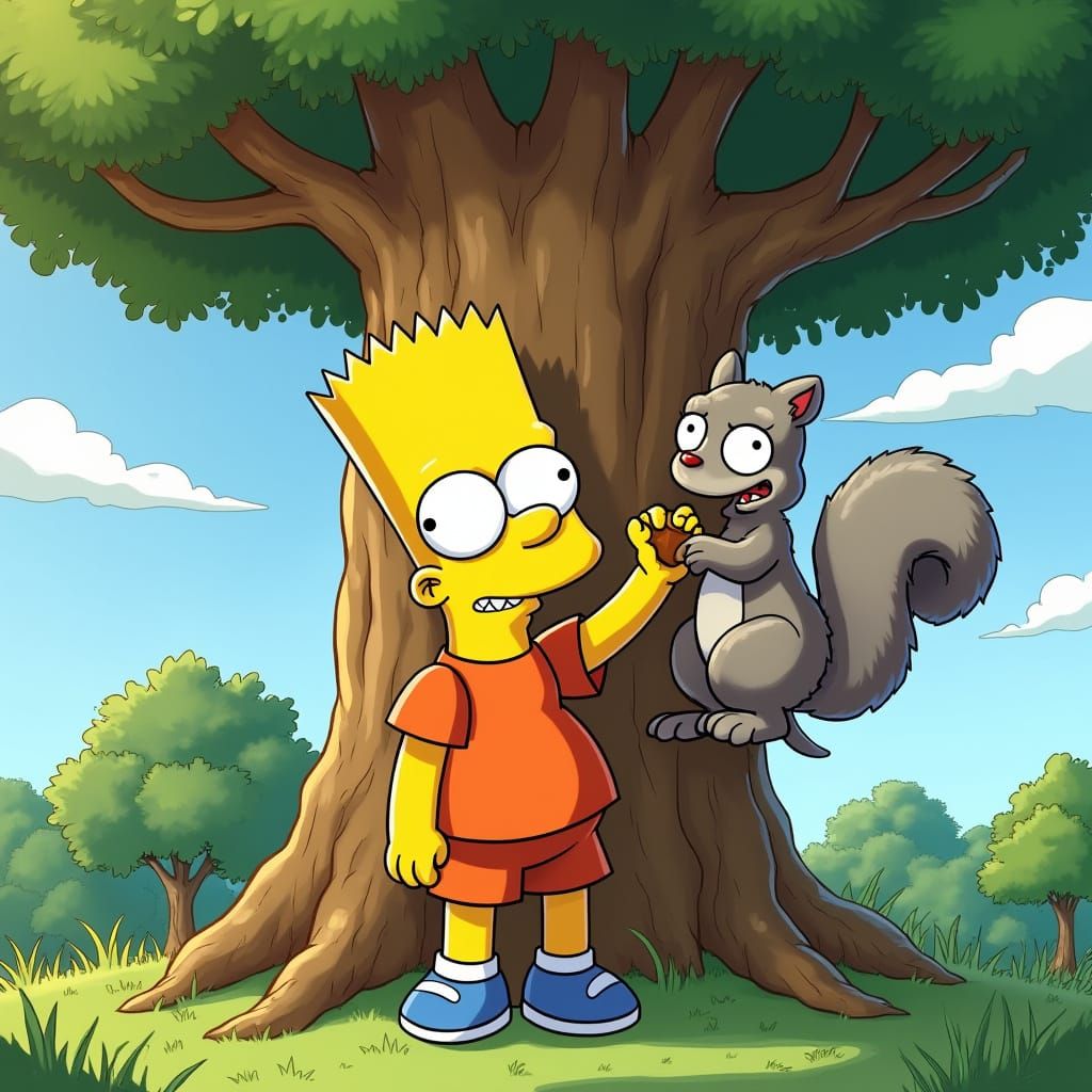 Bart Simpson Reaching for the Sun: Cartoon Illustration