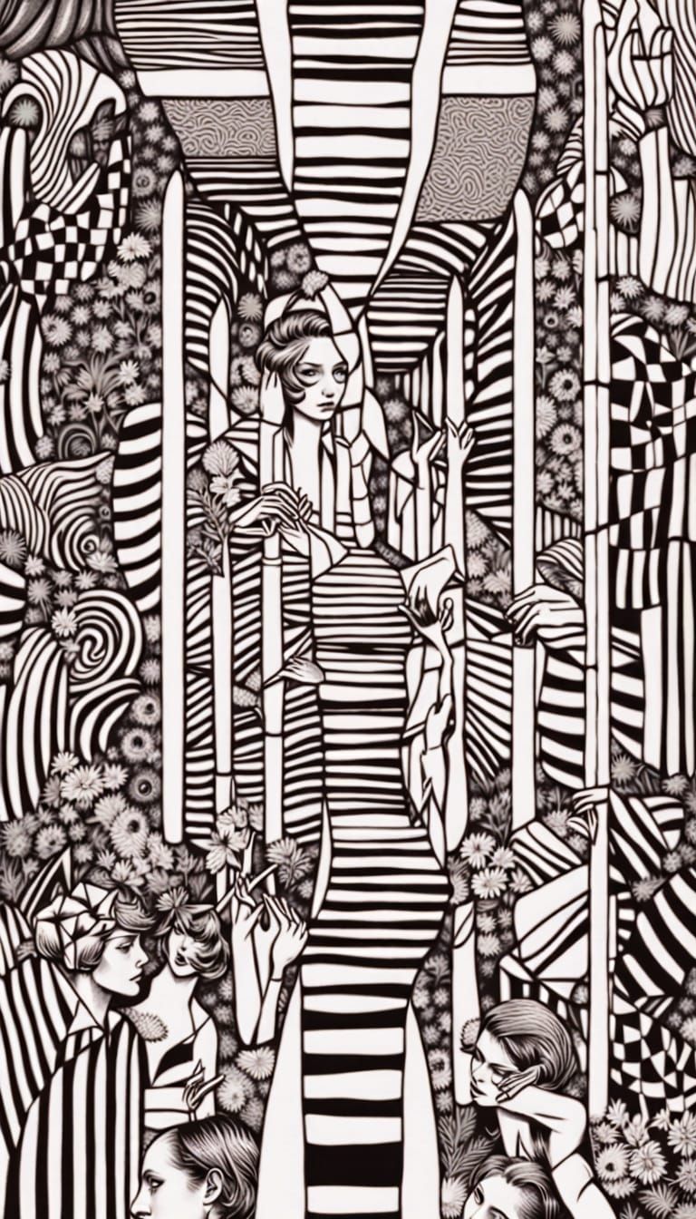 Optical Art in Escher Style Geometry