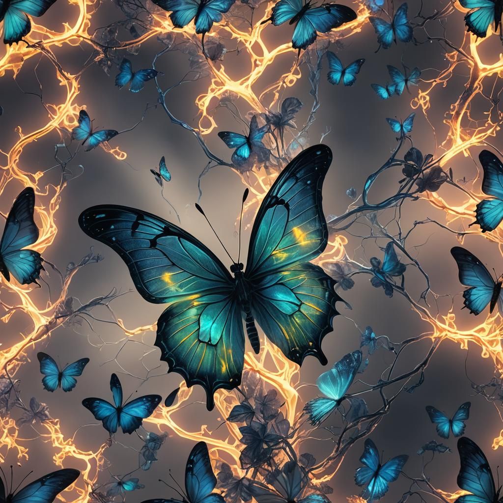 Chemiluminescent Butterfly X-Ray Art: Veins and Smoke