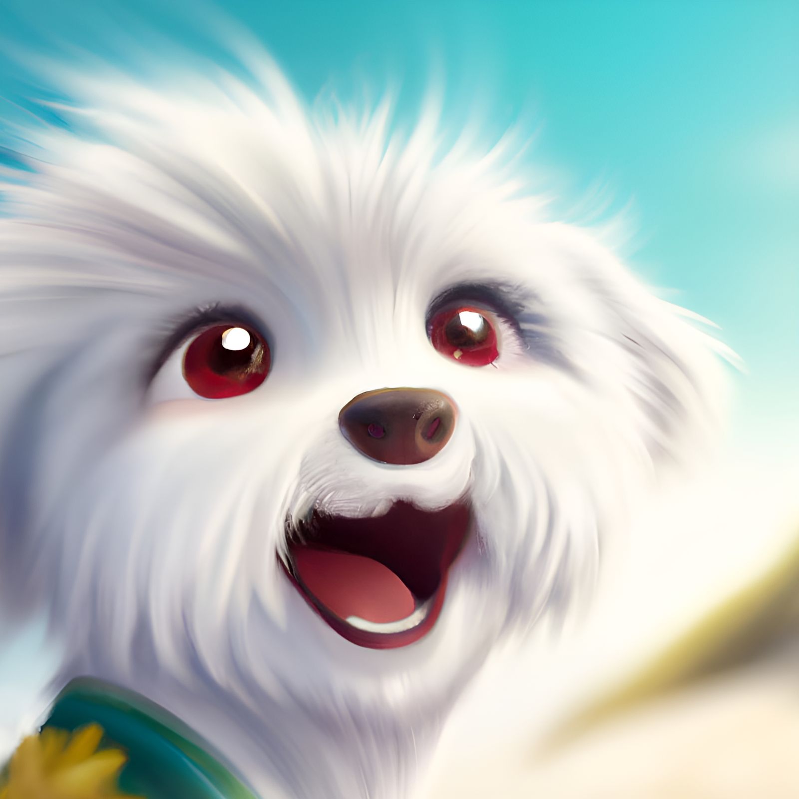 Adorable Maltese Portrait in 3D Digital Art