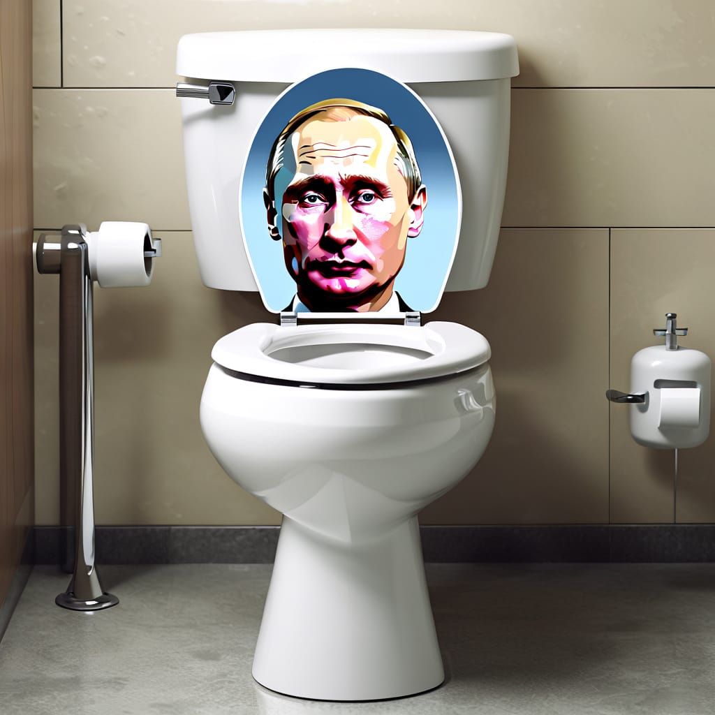 Surreal Toilet with Vladimir Putin's Face