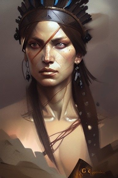 Warrior Queen Portrait in Digital Painting Style