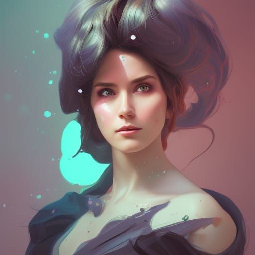 Detailed Portrait in Style of Alphonse Mucha