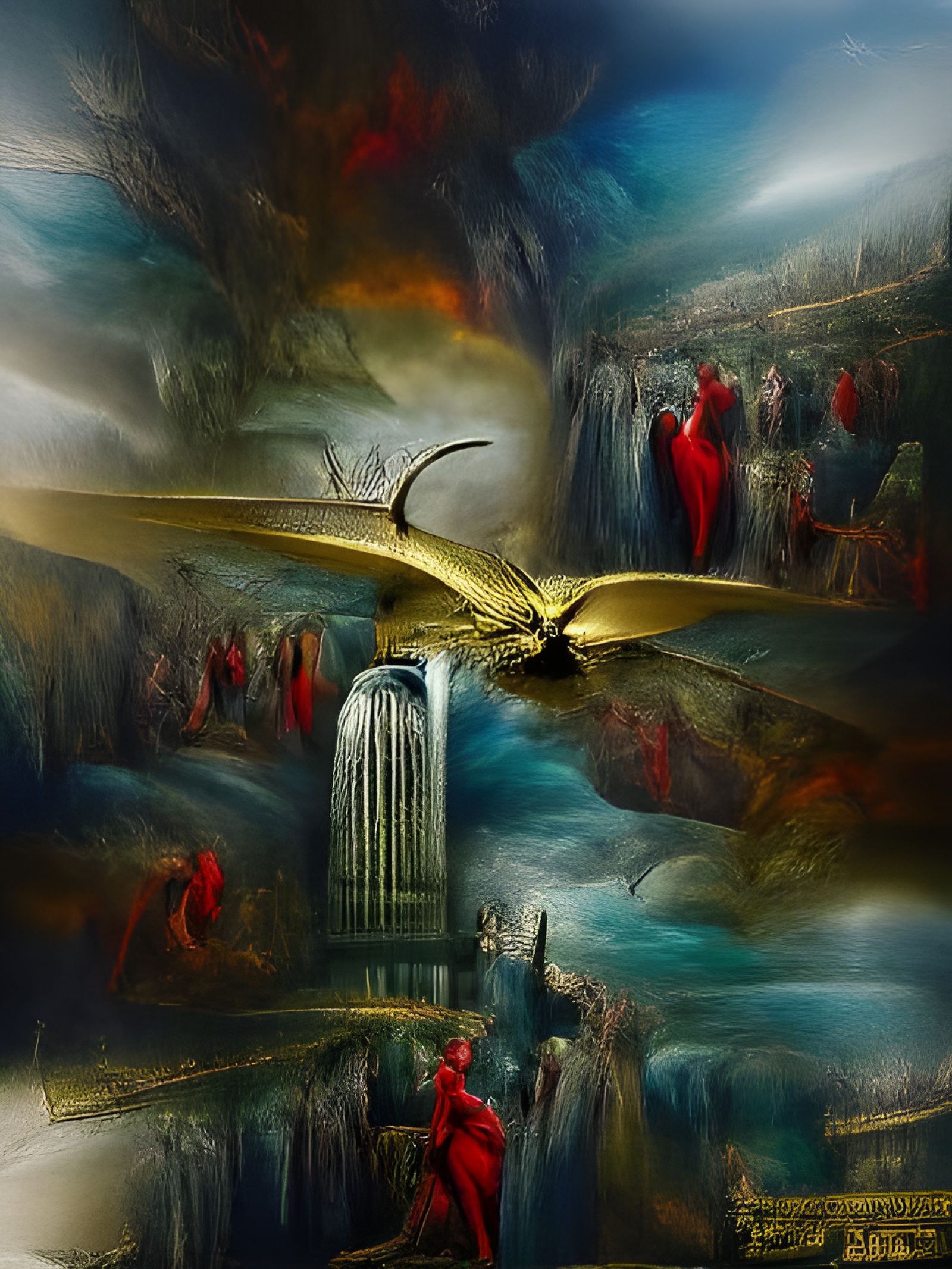 Lucifer in Hell: A Digital Art Deco Painting
