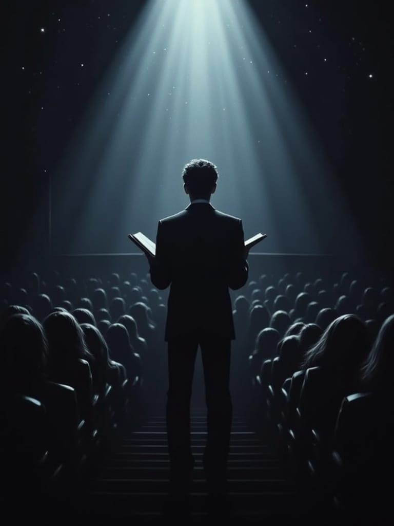 Surreal Auditorium Scene in a Bright Light, Focus on Enlight...