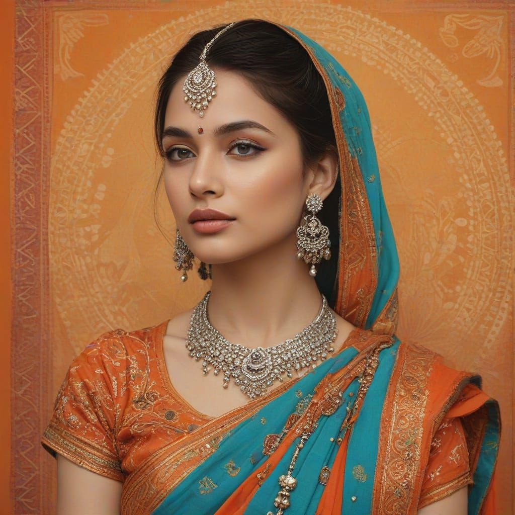 Exotic Russian Beauty in Vibrant Saree