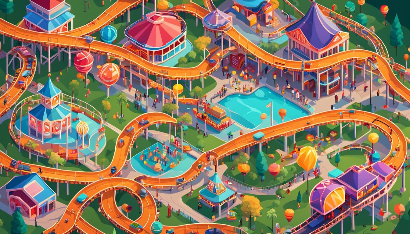 Top down  View of a colofull themepark