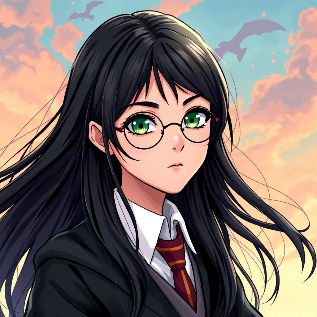 Young Woman Enchants as a Stylish Hogwarts Student