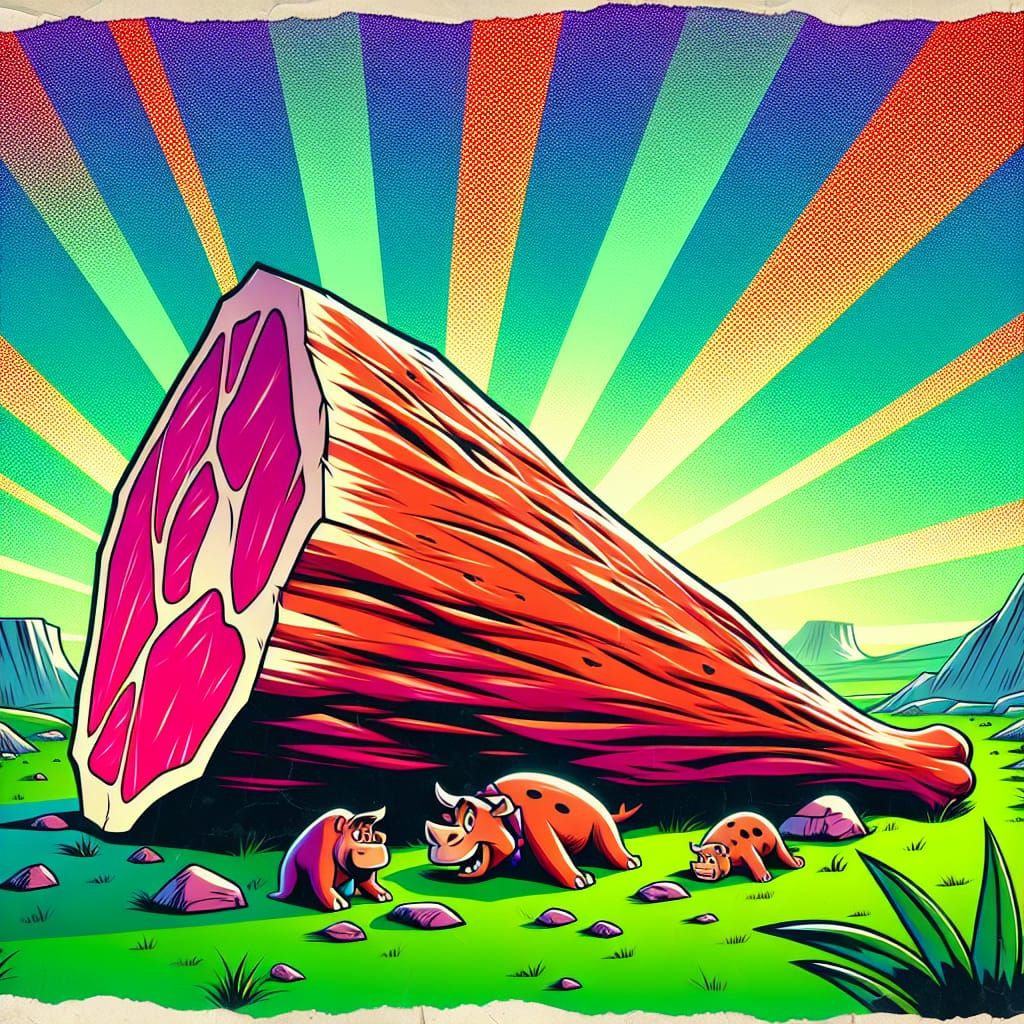Prehistoric Slab of Meat in a Flintstones-Style Caveman Land...