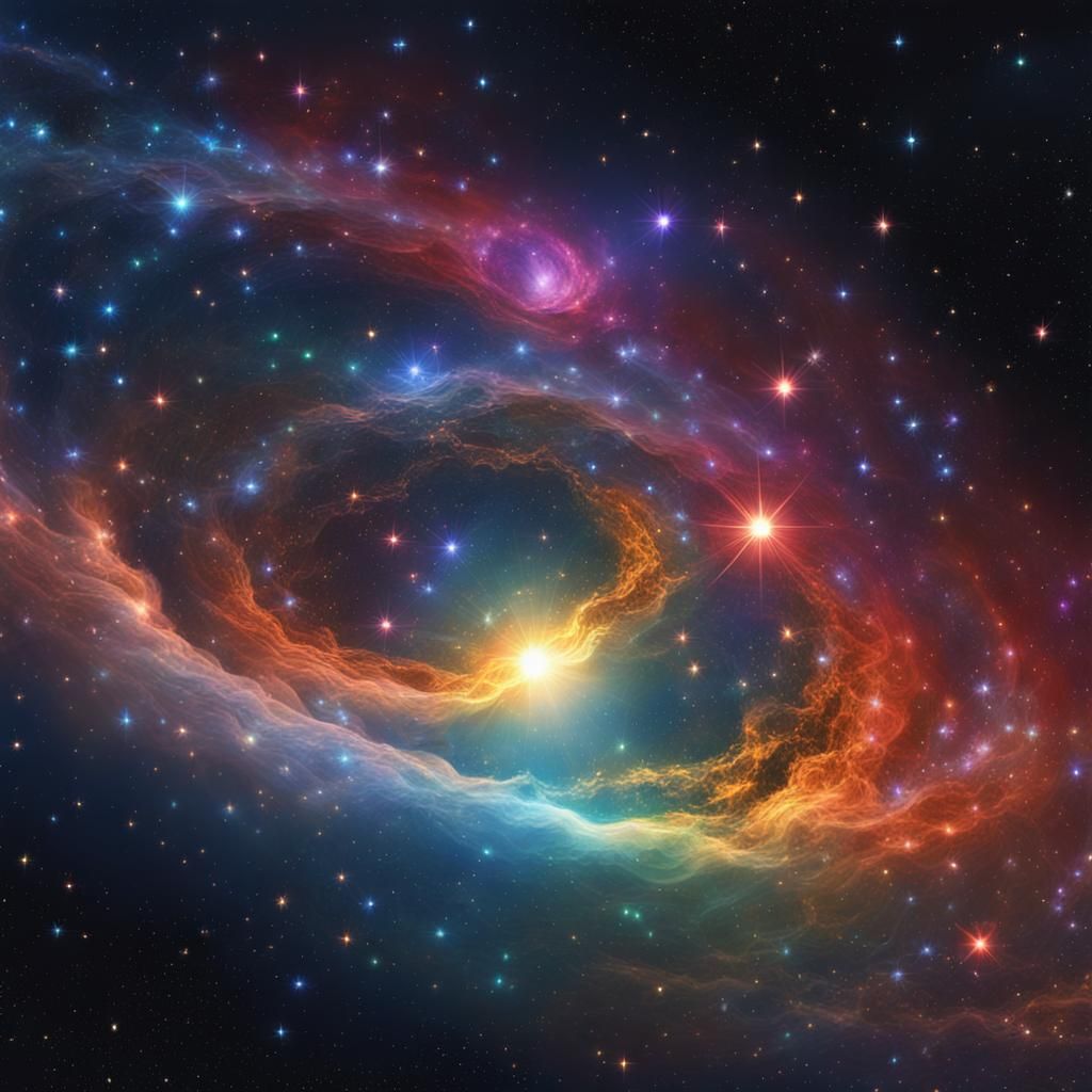 Birth of a Star System in Hyperrealistic Style