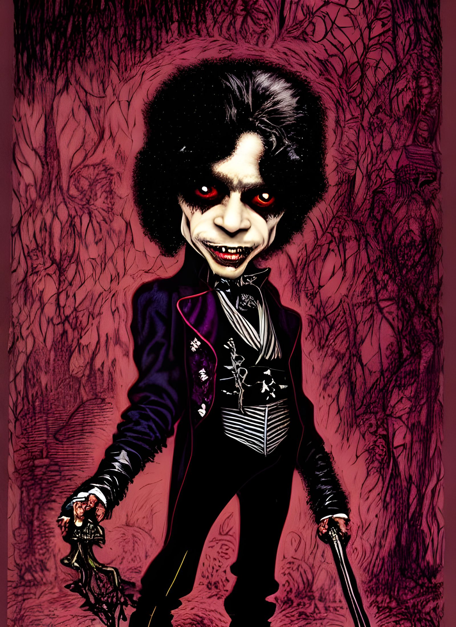 Victorian Vampire Chibi Prince Rogers in Cartoon Horror Styl...