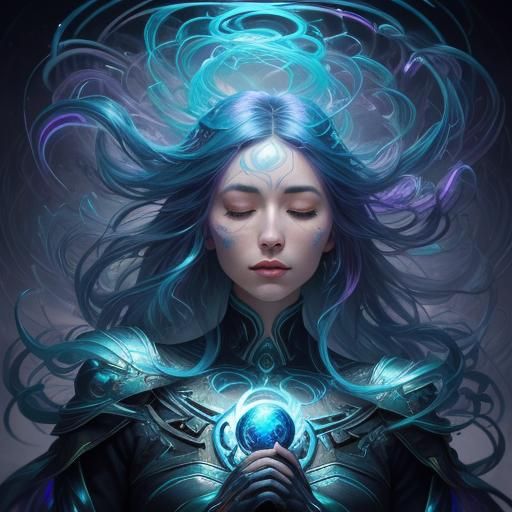 Ethereal Woman with Glowing Aura in Digital Art