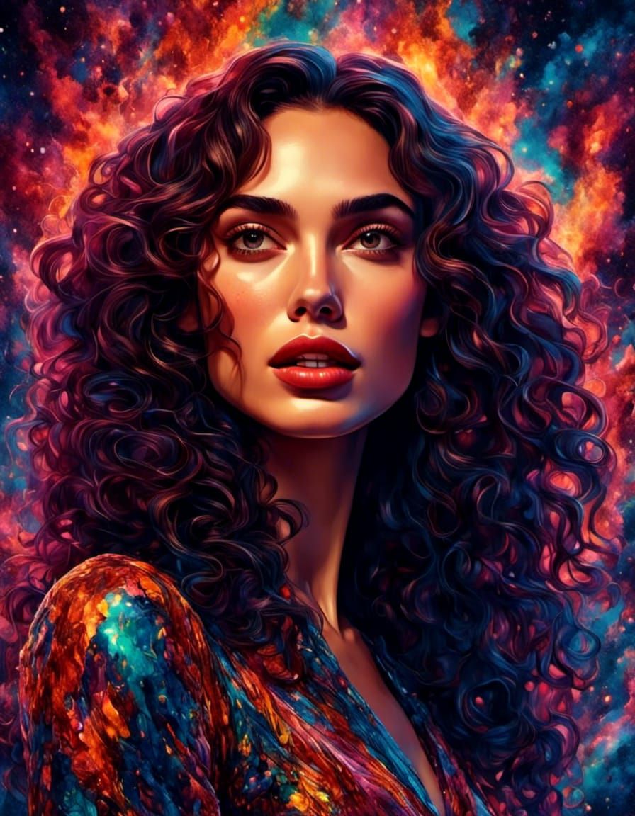 Gal Gadot Portrait in Psychedelic 70s Style