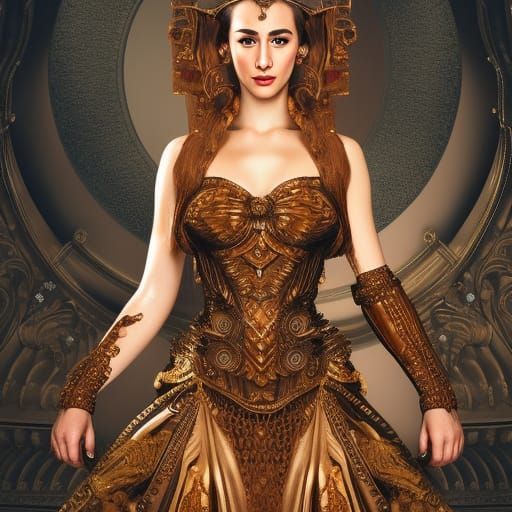 Goddess in Bronze Armor: Digital Fantasy Art