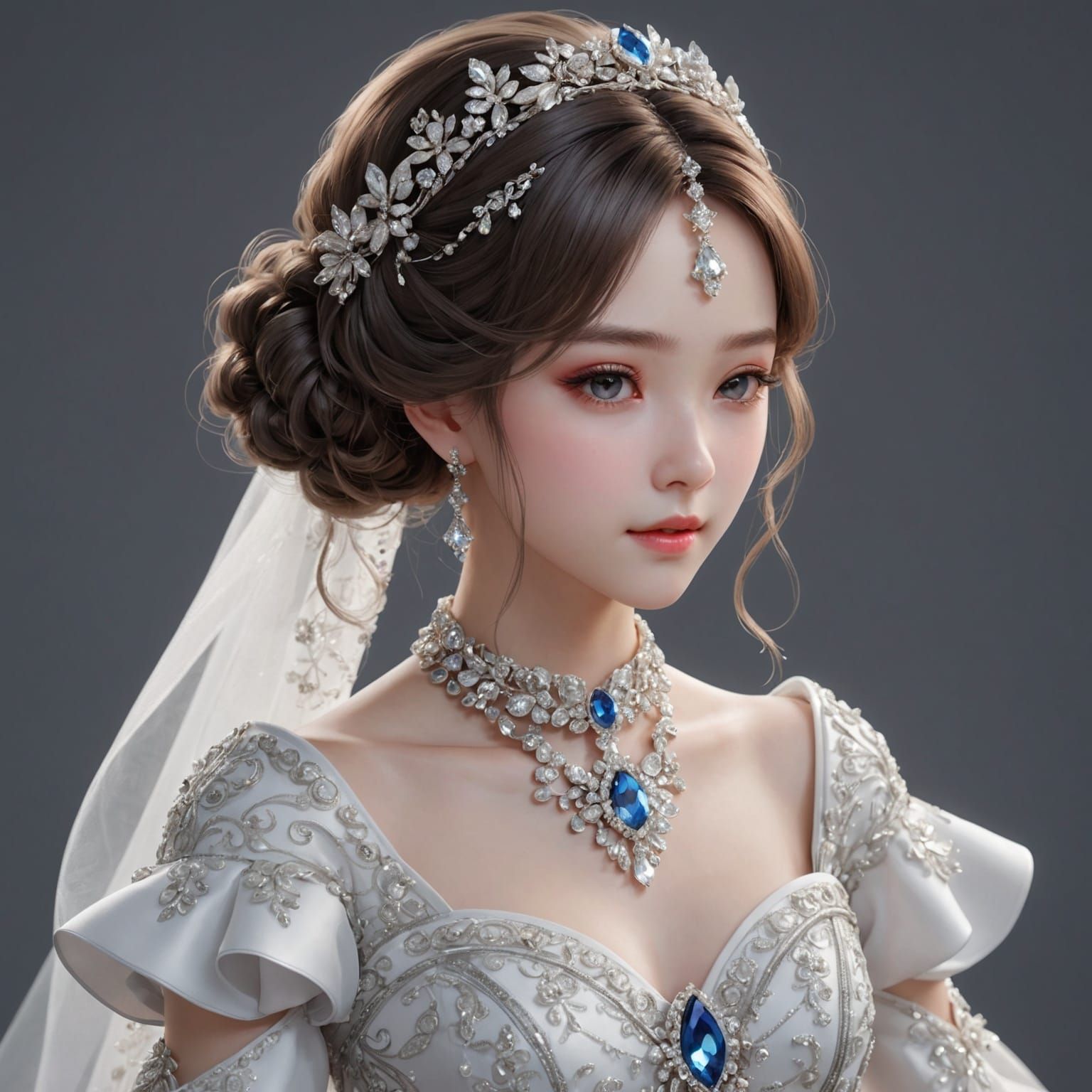 Anime Girl in Crystal Dress Concept Art