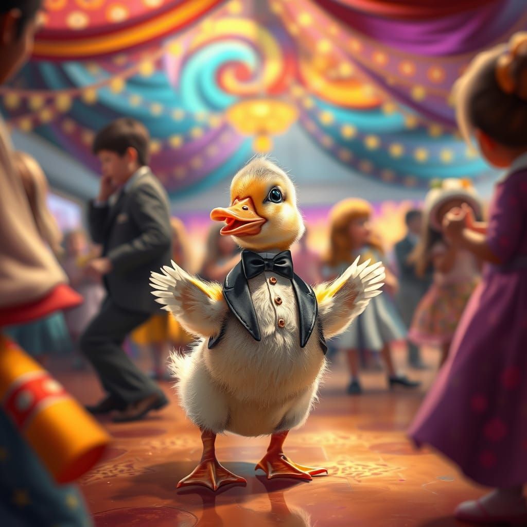 Duckling's Surreal Dance: Airbrush Art by Ash Thorp