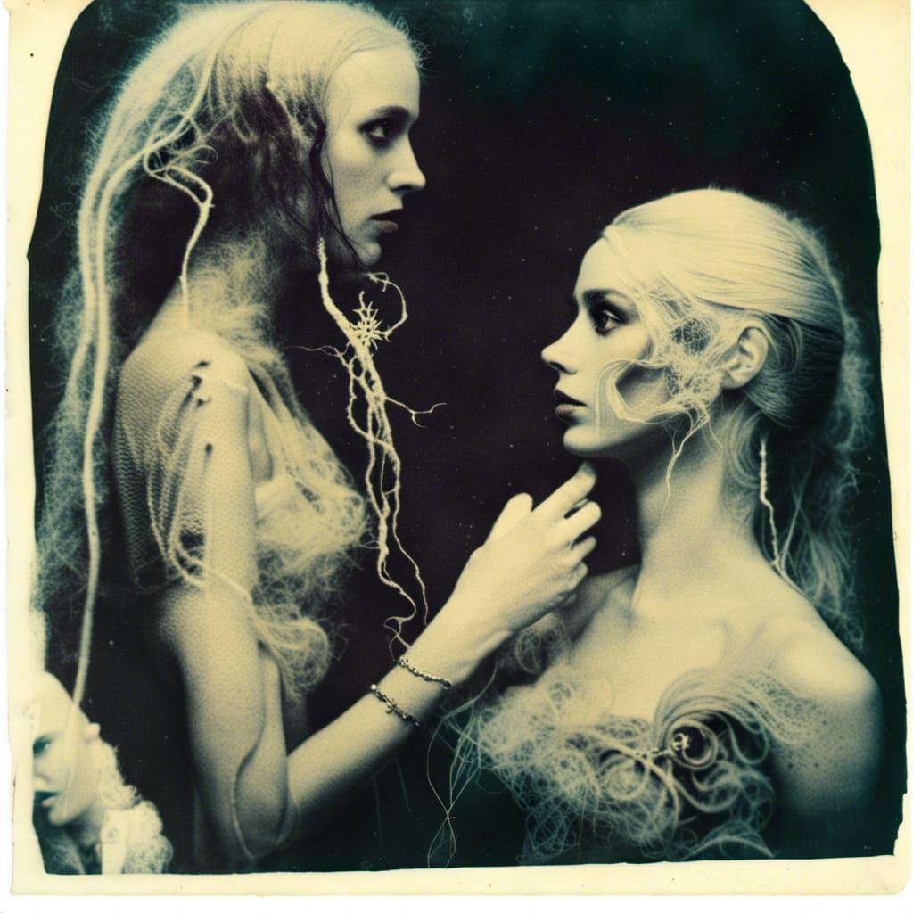 Surreal Recursive Scene in Vintage Polaroid Style