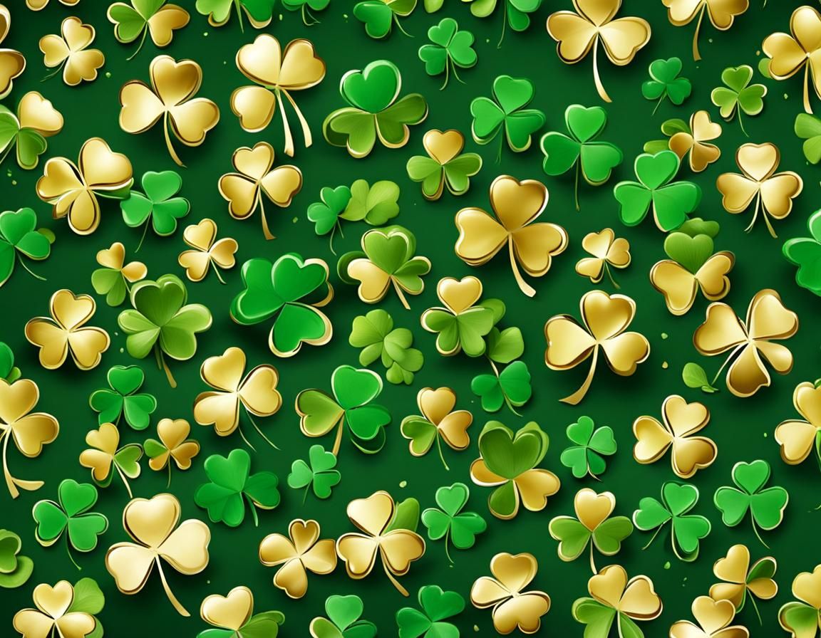 Lucky Leprechaun with Irish Clover and Gold