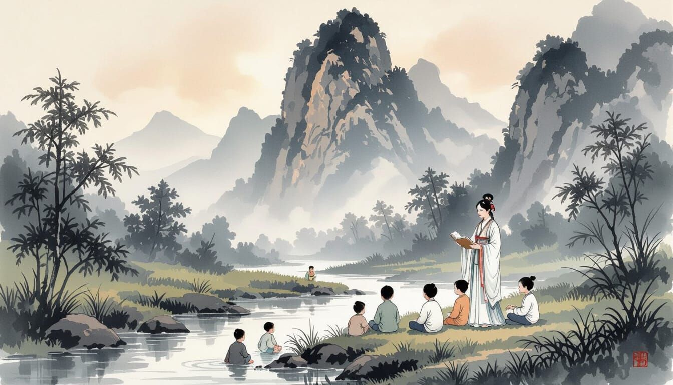 Ancient Chinese Landscape Painting: Teacher and Students by ...