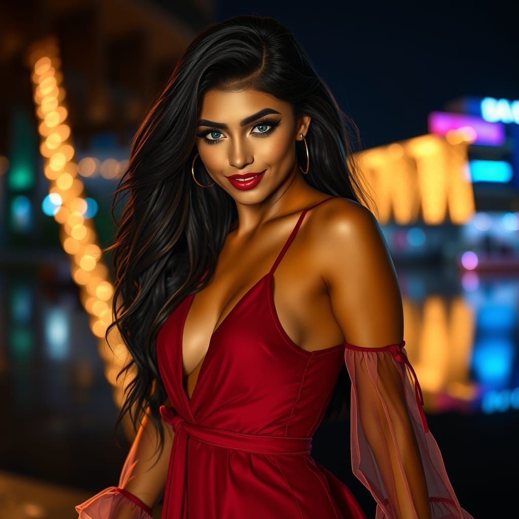 Elegant Bahamas Girl in Mini Dress, 8k Portrait