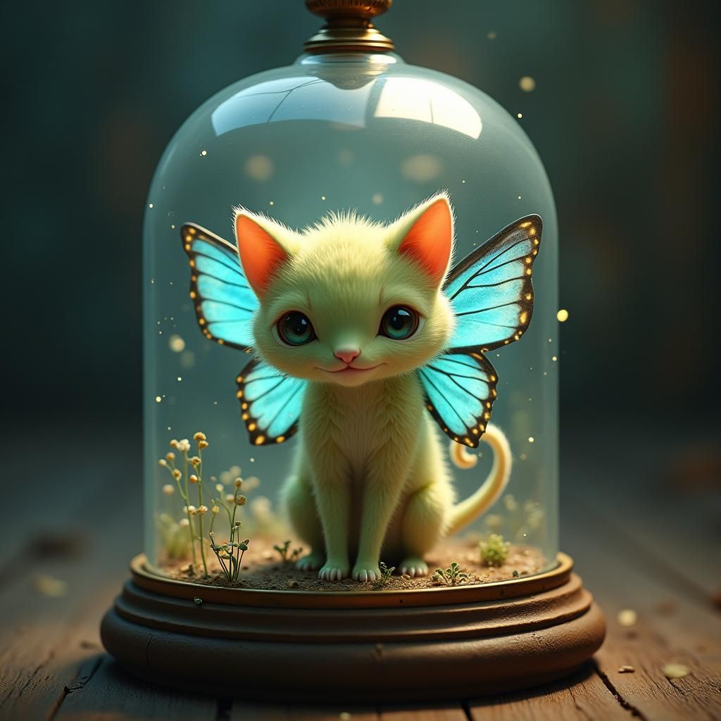 Cute Cryptid Specimen with Butterfly Wings, Anime Style