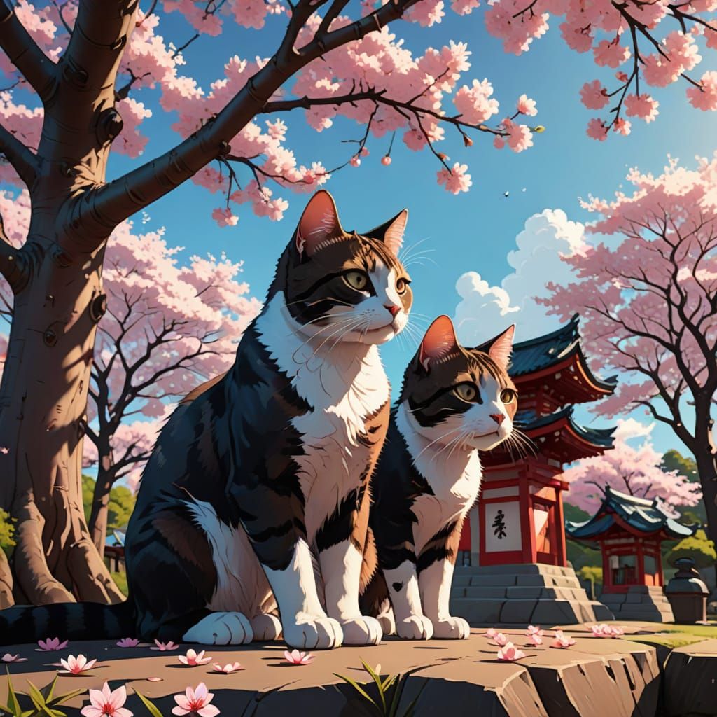 Anime-Inspired Cherry Blossom Cat Shrine