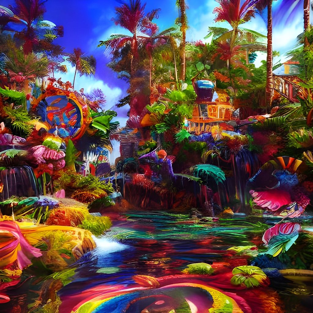 The lost paradise. hyperdetailed deep color hyperrealism air...
