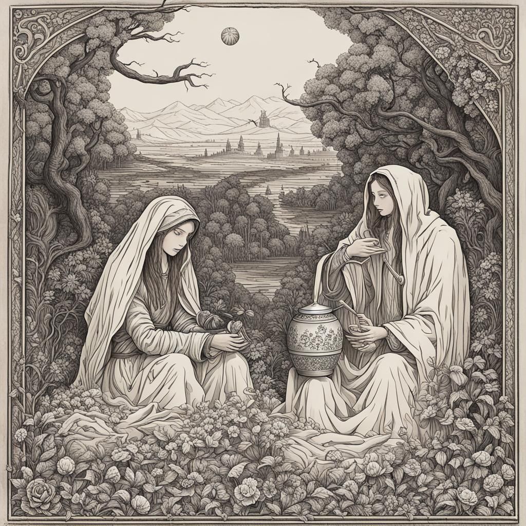 Poignant Scene of Love and Regret: Matte Painting