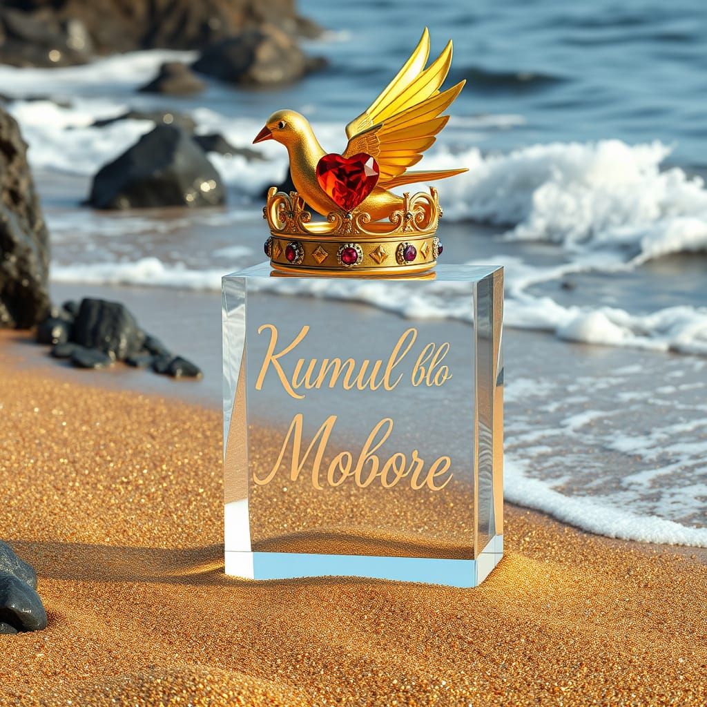 Kumul Blo Morobe in Regal Crystal Glass Sculpture on Golden ...