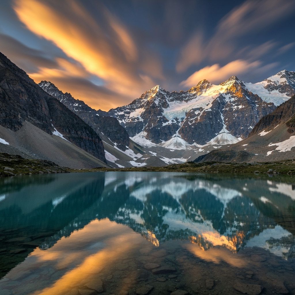 Majestic Alpine Sunrise Over Snow-Capped Mountains