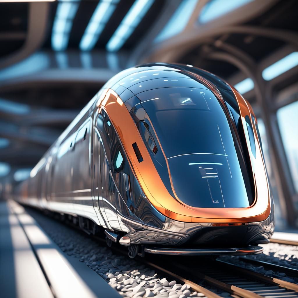 Futuristic High-Speed Train in Neo-Impressionist Style