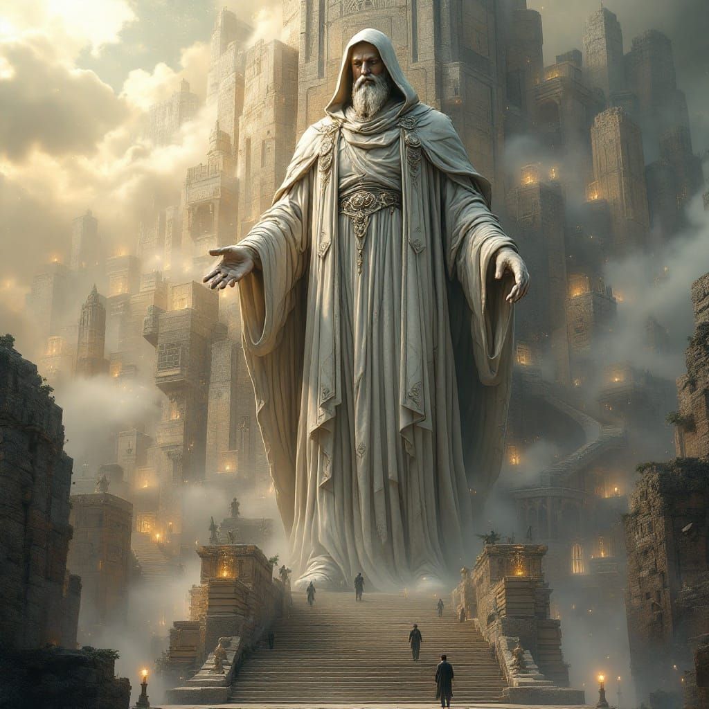 Colossal Scholar Statue in Neural City