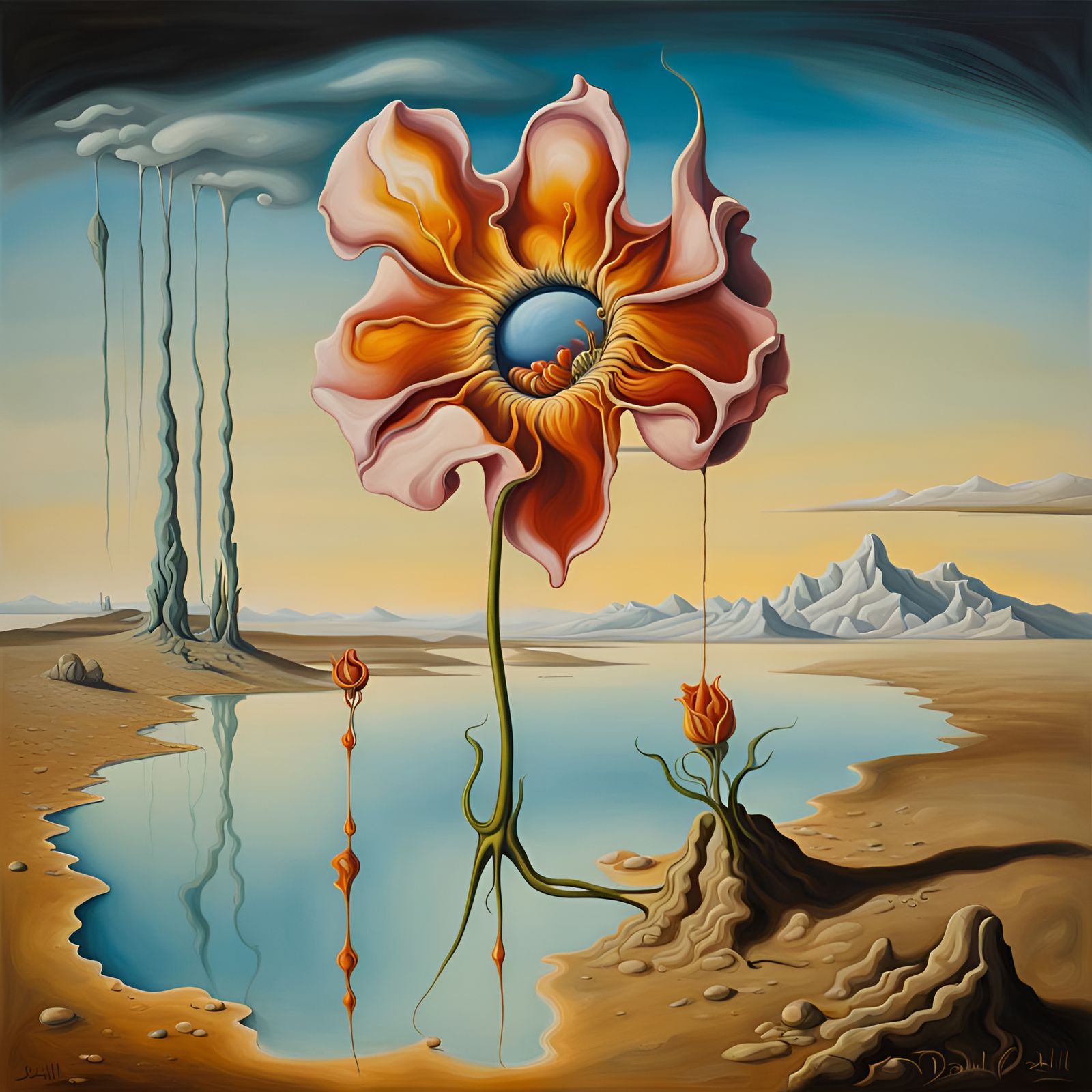 Surreal Flower from Another Planet: Salvador Dali Style