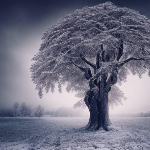 Epic Winter Tree: Digital Matte Painting